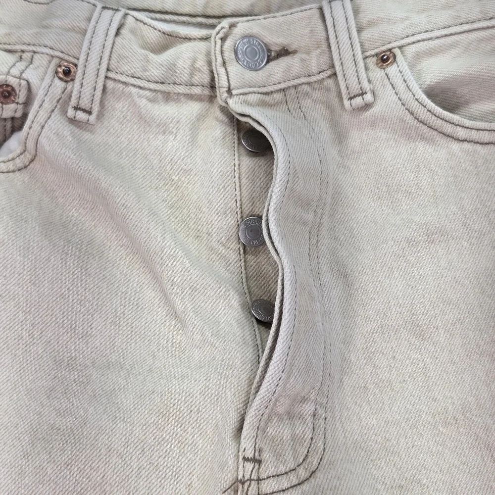 Vintage Levis 501 Jeans Mens Beige Denim Straight Button Fly Made USA‎ 90s 29x30